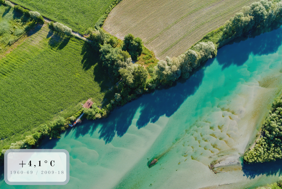 fiume e campi dall'alto
