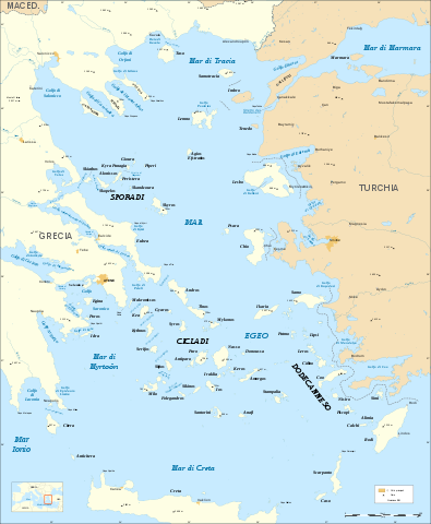 Una mappa del Mar Egeo
