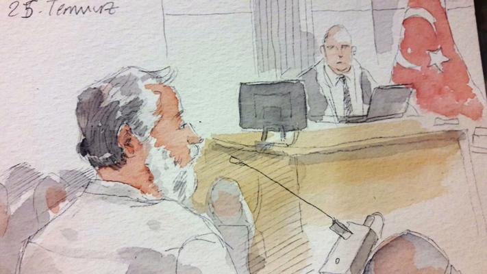 Disegni fatti nell'aula del tribunale durante li processo © Murat Başol