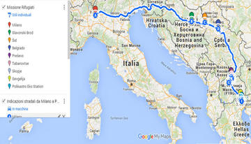 Itinerario del viaggio di Ipsia e Caritas