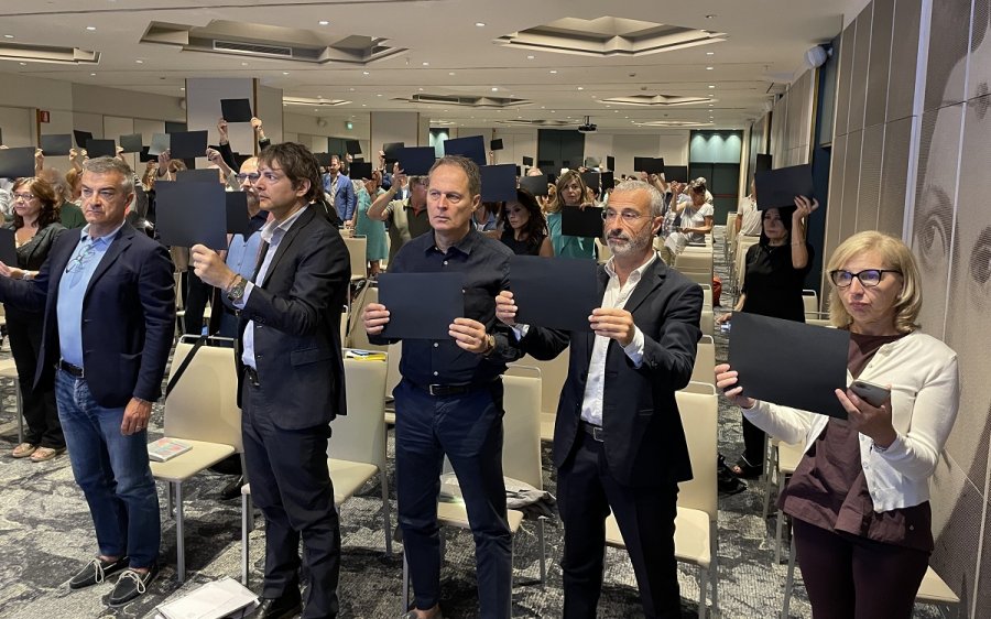 Durante il flashmob della FNSI (foto FNSI)