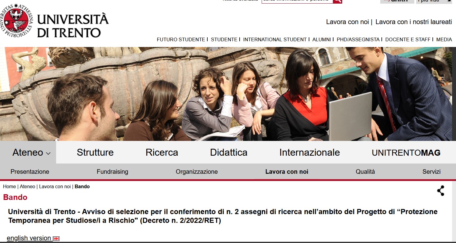 University-of-Trento-two-research-fellowships-available-for-the-project-Scholars-at-Risk