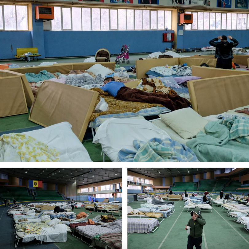 Chișinău, l’impianto sportivo Manej riadattato per l'accoglienza dei profughi dall'Ucraina - foto di Renato Ferrantini in alto e di Andrea Tedone in basso Chișinău, l’impianto sportivo Manej riadattato per l'accoglienza dei profughi dall'Ucraina - foto di Renato Ferrantini in alto e di Andrea Tedone in basso