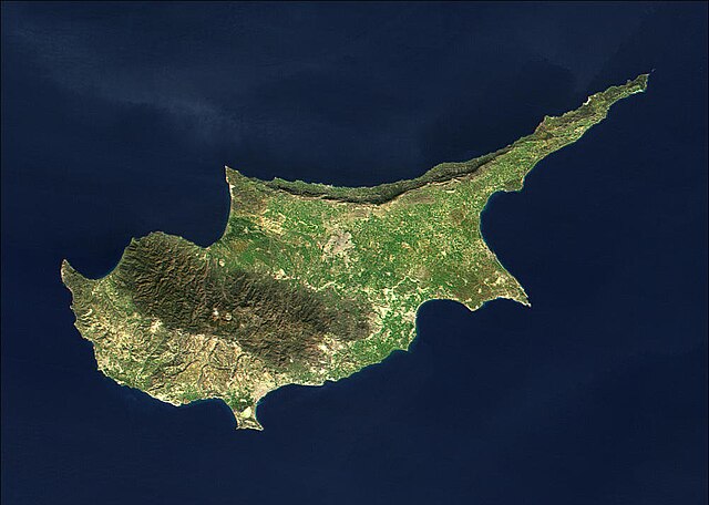 Cipro vista da satellite. Immagine di Pubblico dominio NASA